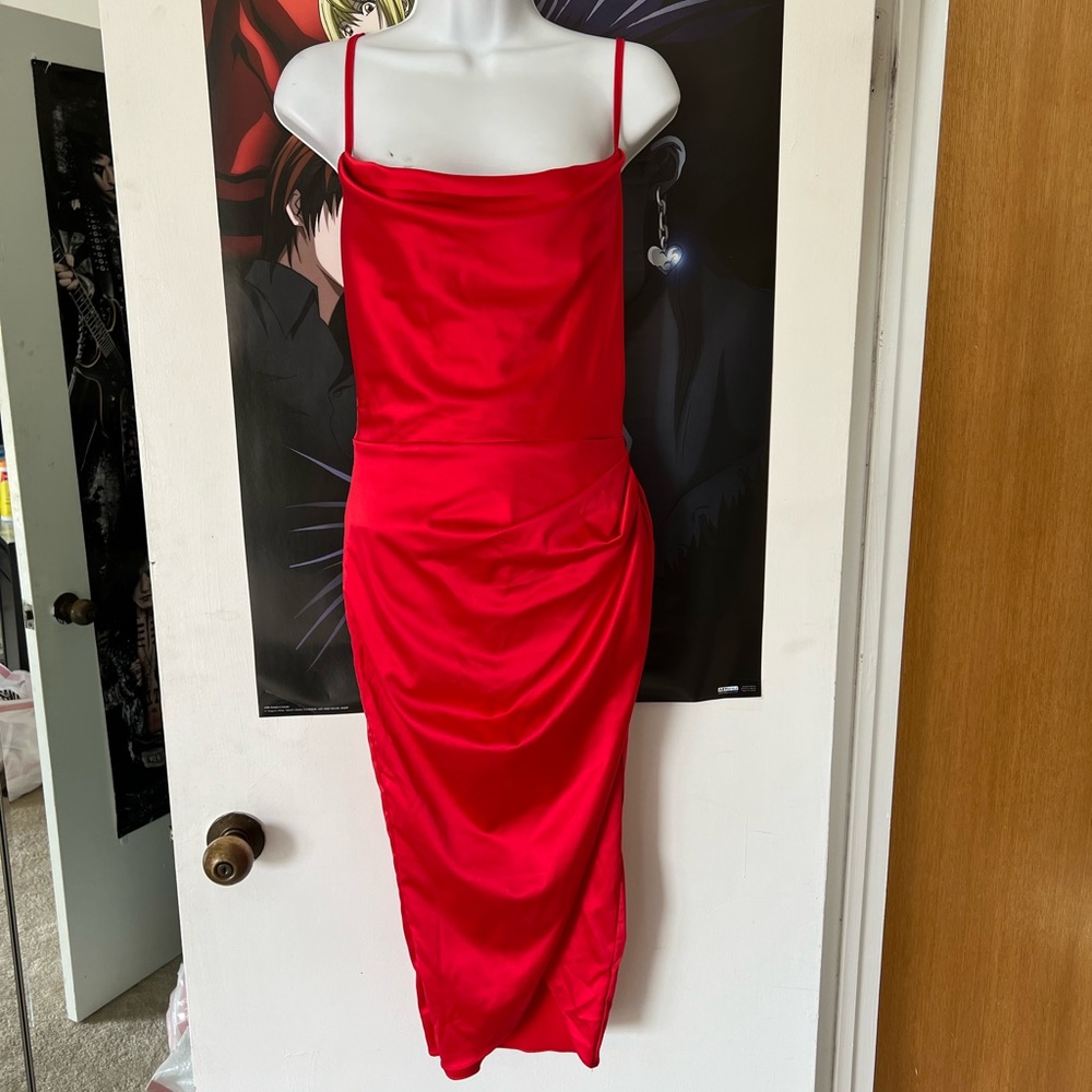 SHEIN Red Bodycon Slit Leg Cocktail Dress